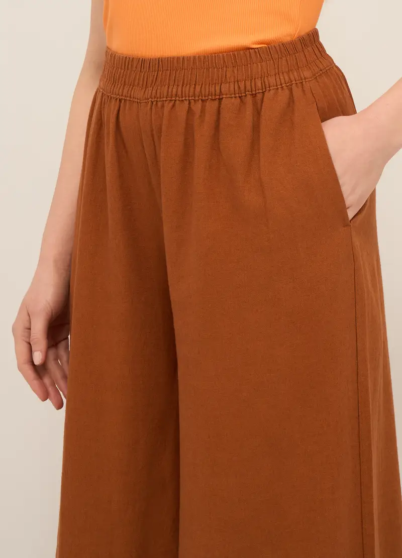 Upim, Pantalone Palazzo In Misto Lino Donna, Marrone cognac, Taglia: S miniatura 2