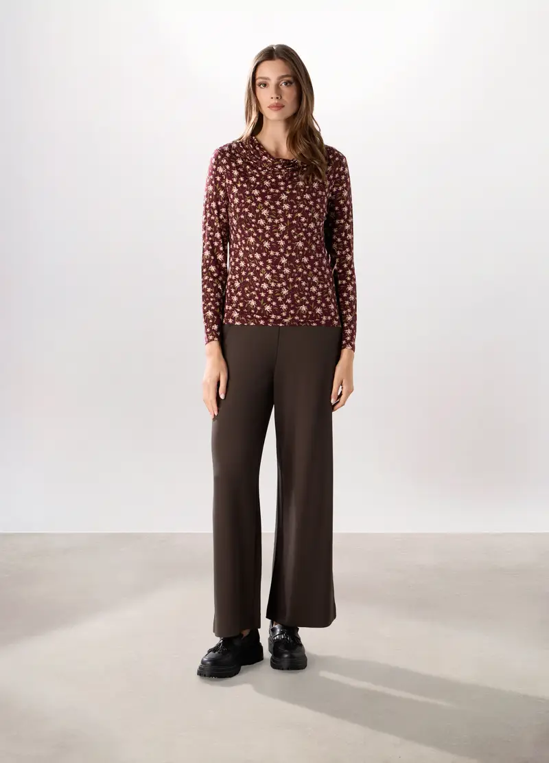 Pantalone Palazzo In Punto Milano Donna, Marrone scuro