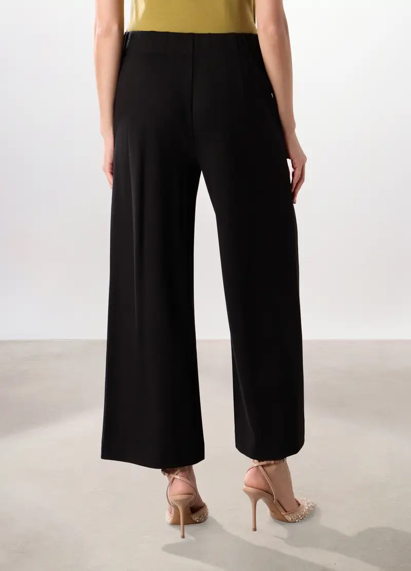 Pantalone Palazzo In Punto Milano Donna, Nero miniatura 2