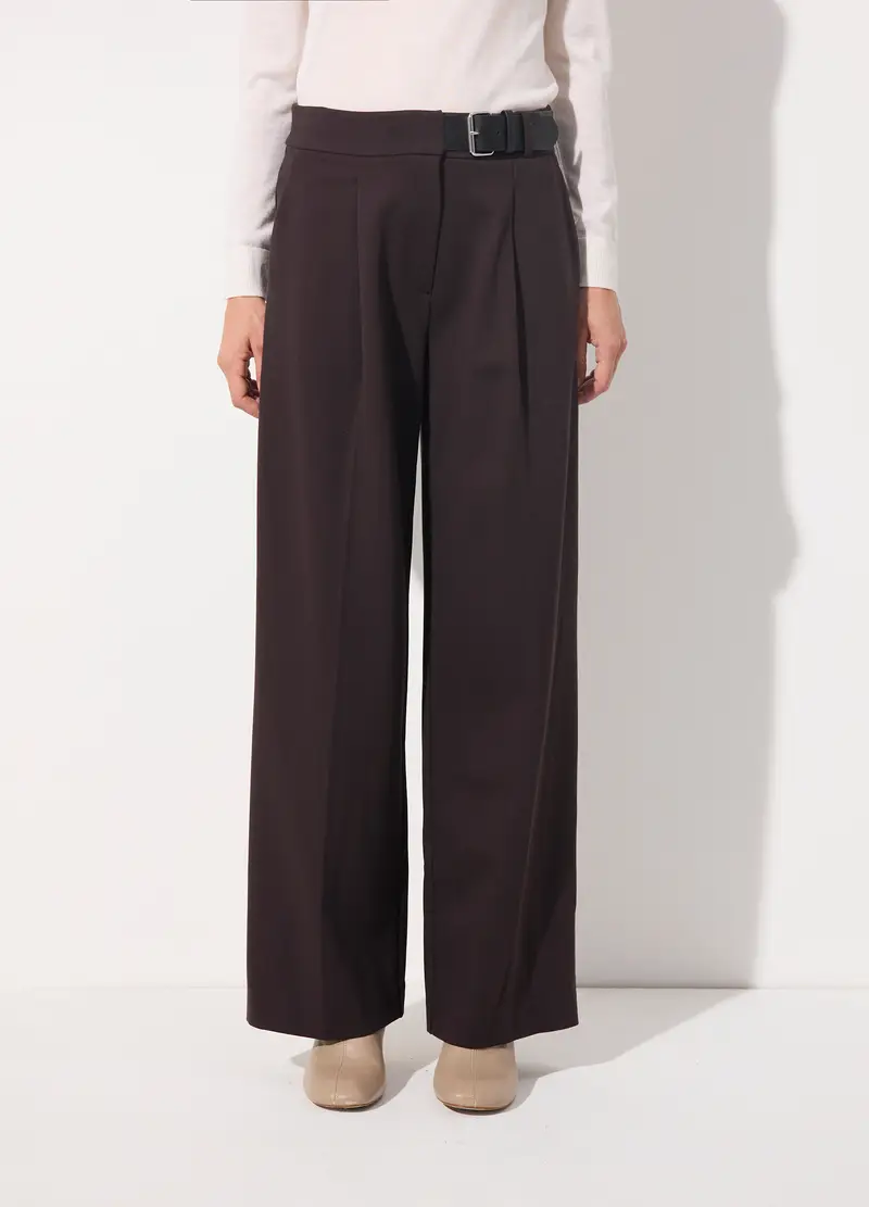 Pantalone Palazzo In Punto Milano Donna, Unisex, Marrone testa di moro miniatura 2