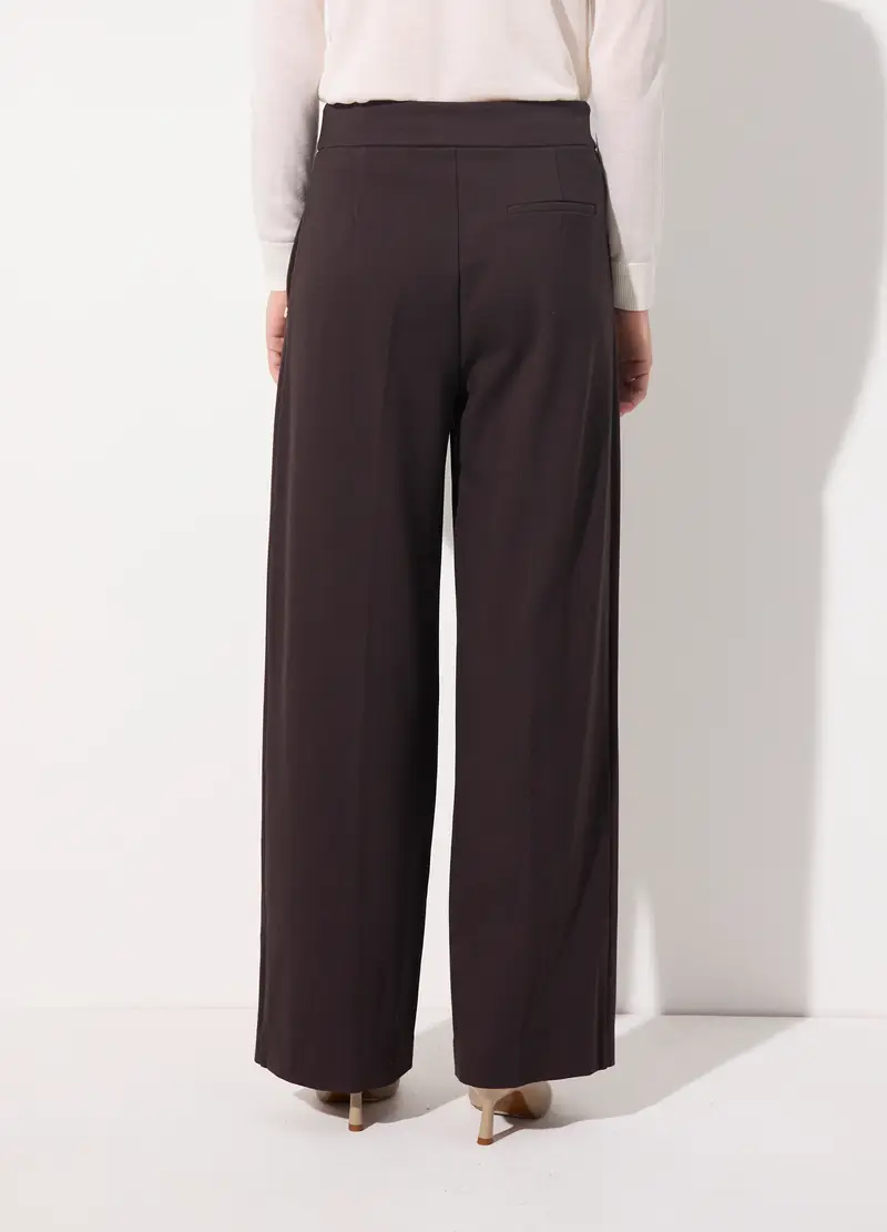 Pantalone Palazzo In Punto Milano Donna, Unisex, Marrone testa di moro miniatura 3