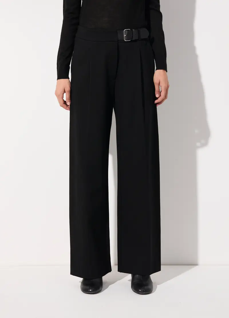 Pantalone Palazzo In Punto Milano Donna, Unisex, Nero miniatura 2