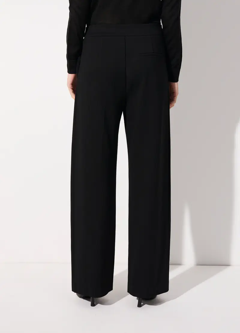 Pantalone Palazzo In Punto Milano Donna, Unisex, Nero miniatura 3