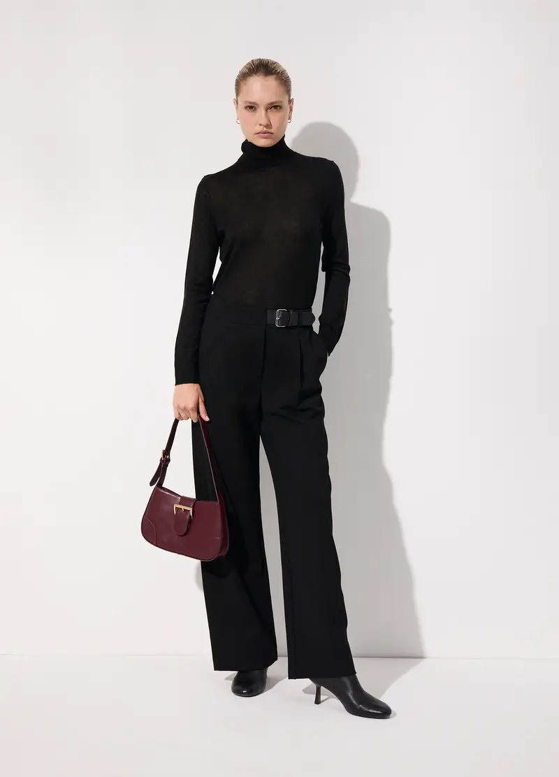 Pantalone Palazzo In Punto Milano Donna, Unisex, Nero