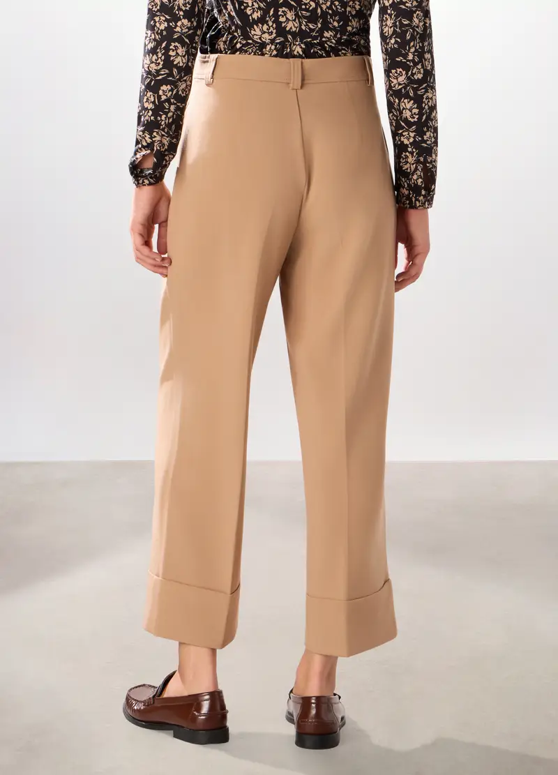 Pantalone Palazzo Misto Viscosa Donna, Beige chiaro miniatura 2