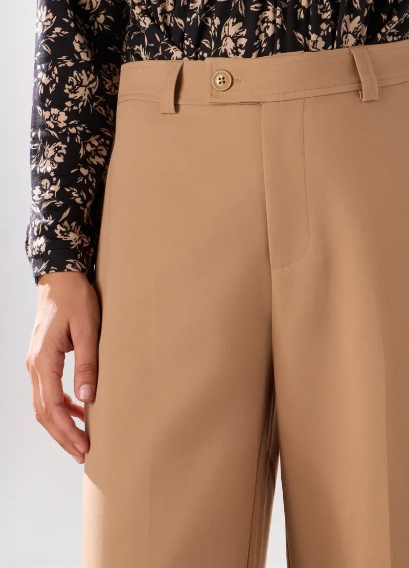 Pantalone Palazzo Misto Viscosa Donna, Beige chiaro miniatura 3