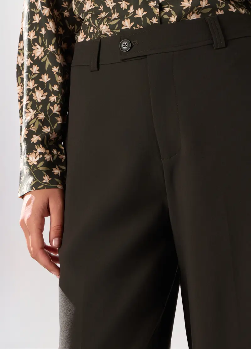 Pantalone Palazzo Misto Viscosa Donna, Marrone scuro miniatura 3