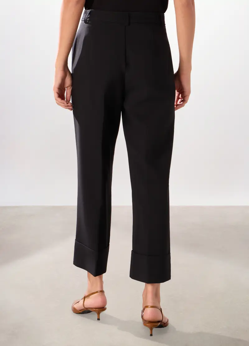 Pantalone Palazzo Misto Viscosa Donna, Nero miniatura 2