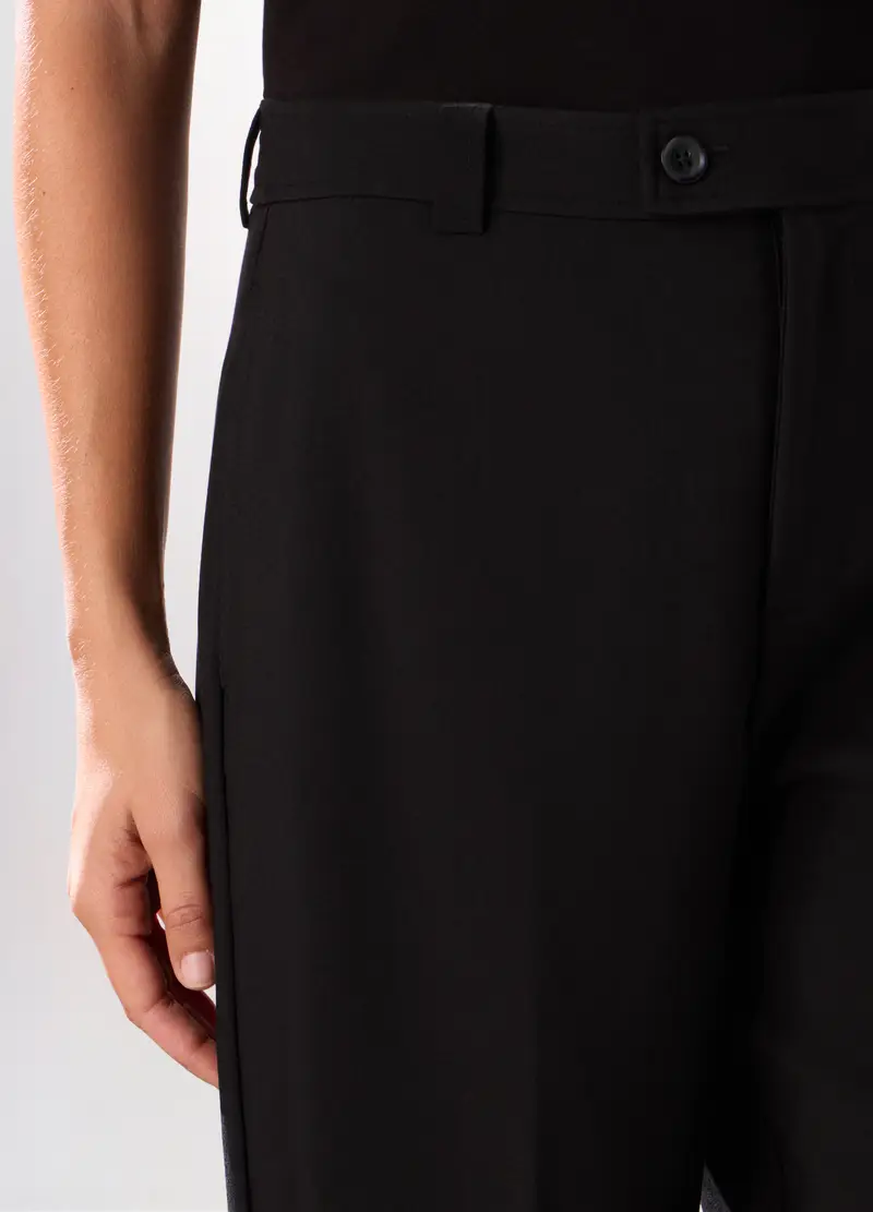 Pantalone Palazzo Misto Viscosa Donna, Nero miniatura 3