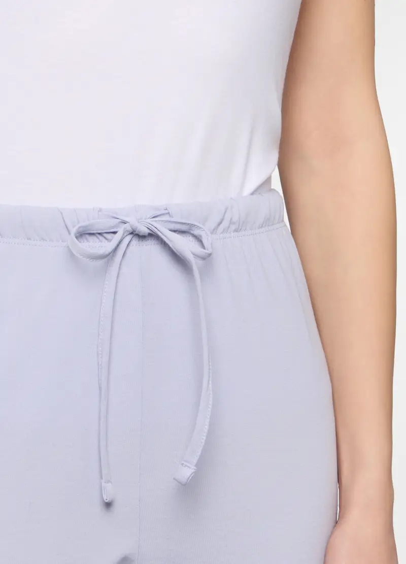 Pantalone Pigiama Capri Regular Fit Donna, Bianco gesso miniatura 3