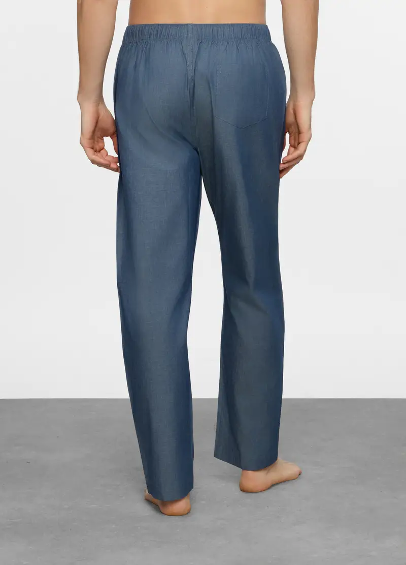 Pantalone Pigiama In Tela Di Cotone Uomo, Blu denim miniatura 2