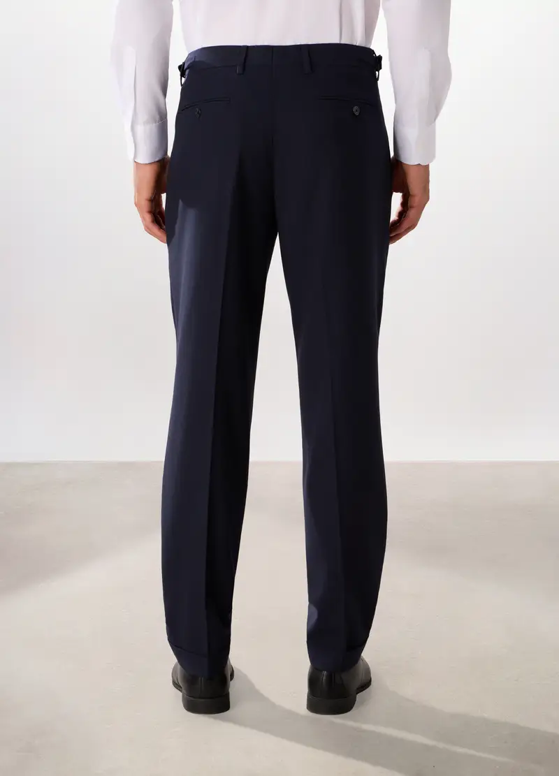 Pantalone Regular Con Motivo A Lisca Di Pesce Uomo, Blu navy miniatura 2