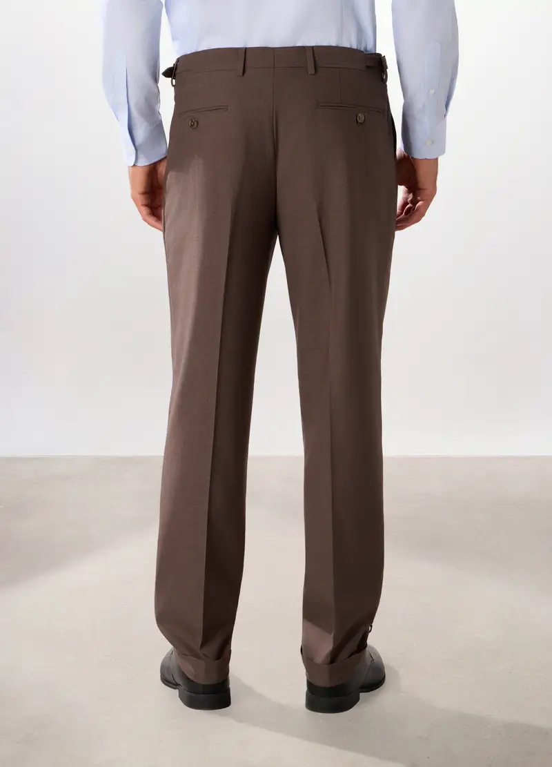 Pantalone Regular Con Motivo A Lisca Di Pesce Uomo, Marrone fango miniatura 2