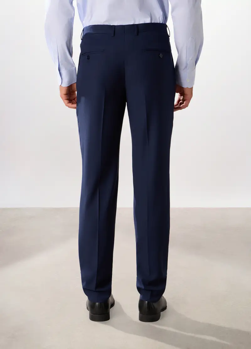 Pantalone Regular Con Pince In Twill Stretch Uomo, Blu navy miniatura 2