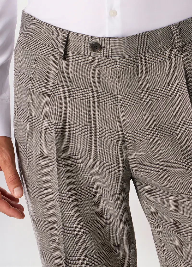 Pantalone Regular In Principe Di Galles Misto Lana Uomo, Grigio melange miniatura 3