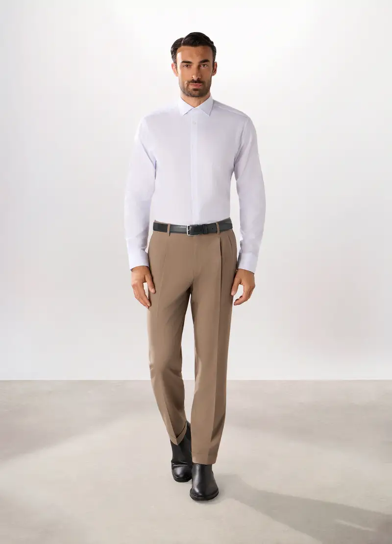 Pantalone Regular In Twill Stretch Uomo, Marrone chiaro
