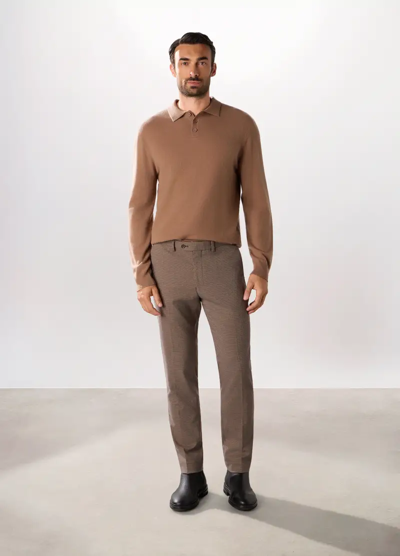 Pantalone Slim Con Micromotivo Uomo, Marrone chiaro