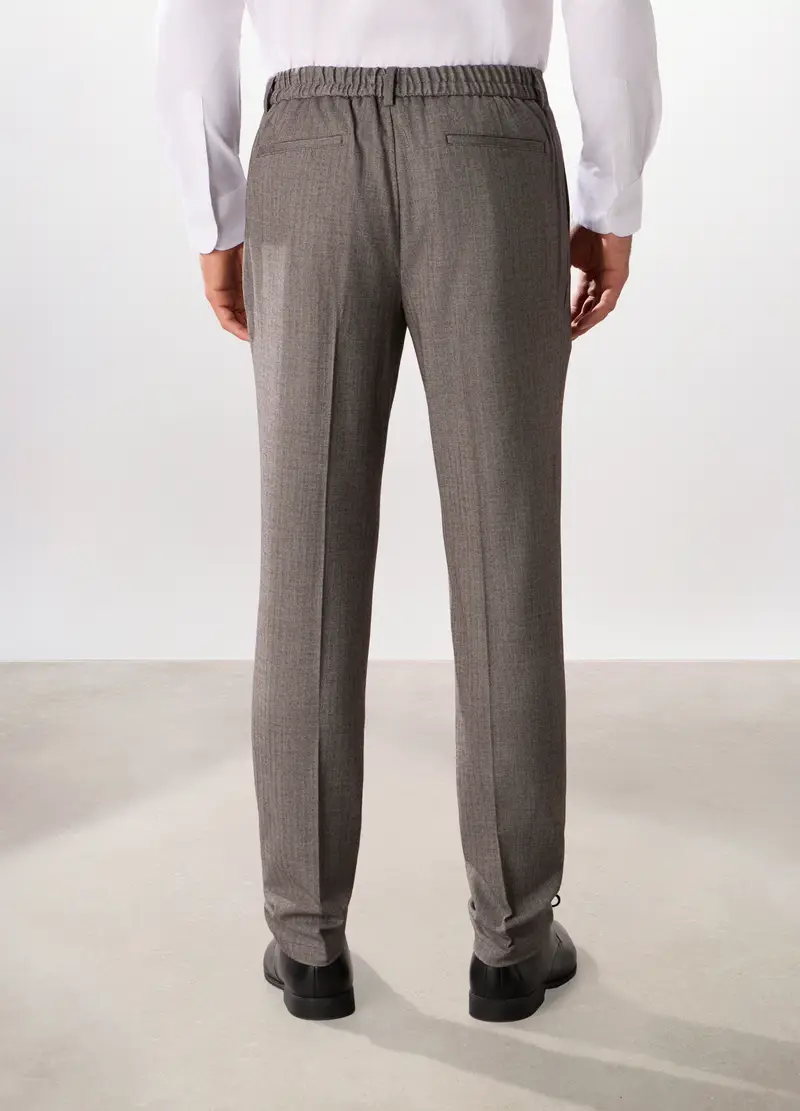 Pantalone Slim Con Motivo A Lisca Di Pesce Uomo, Grigio melange miniatura 2