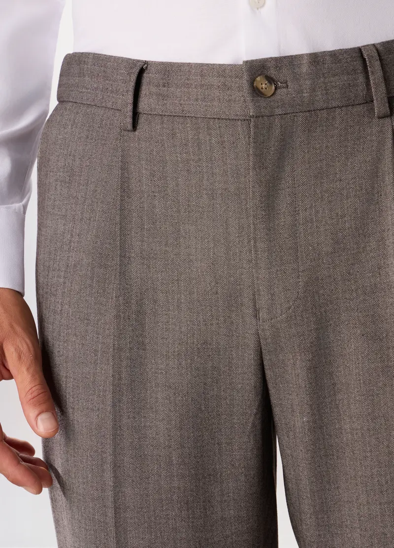 Pantalone Slim Con Motivo A Lisca Di Pesce Uomo, Grigio melange miniatura 3