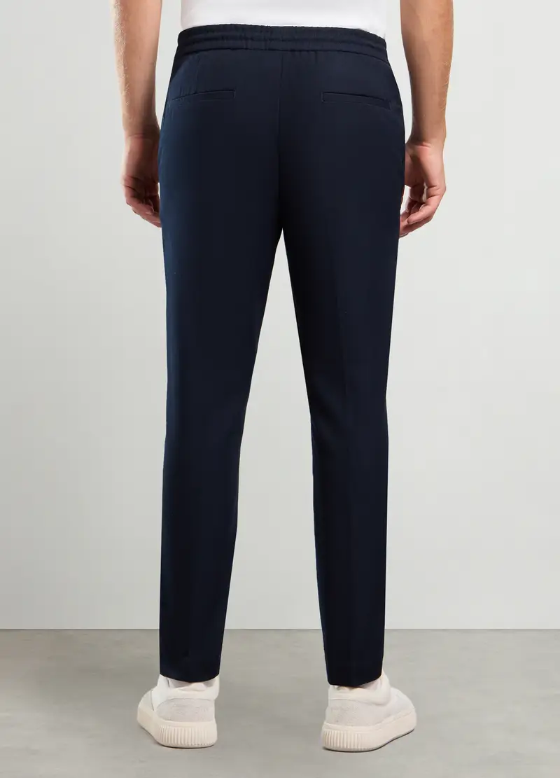 Pantalone Slim Fit Elasticato In Vita Con Coulisse Uomo, Blu Notte miniatura 2