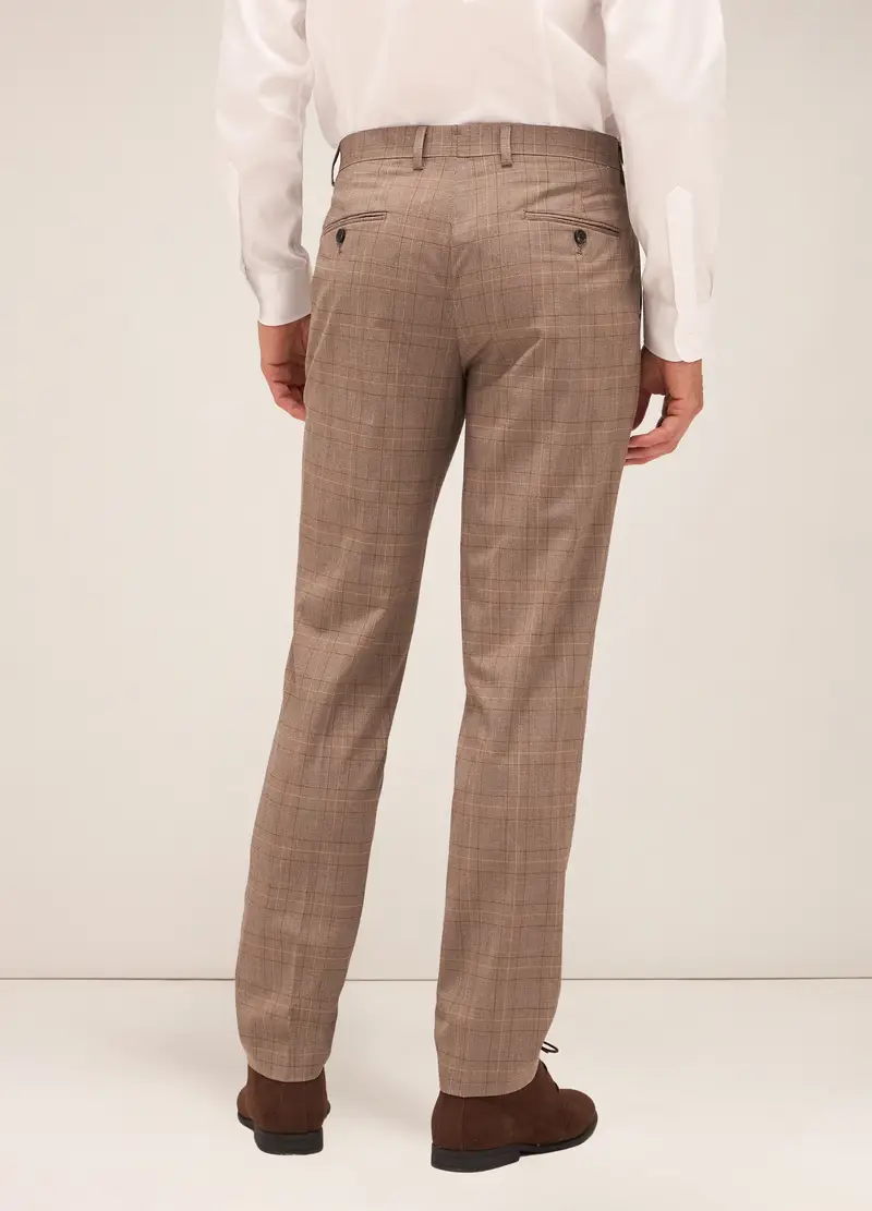 Pantalone Slim Fit In Lana Stretch Uomo, Marrone beige miniatura 2