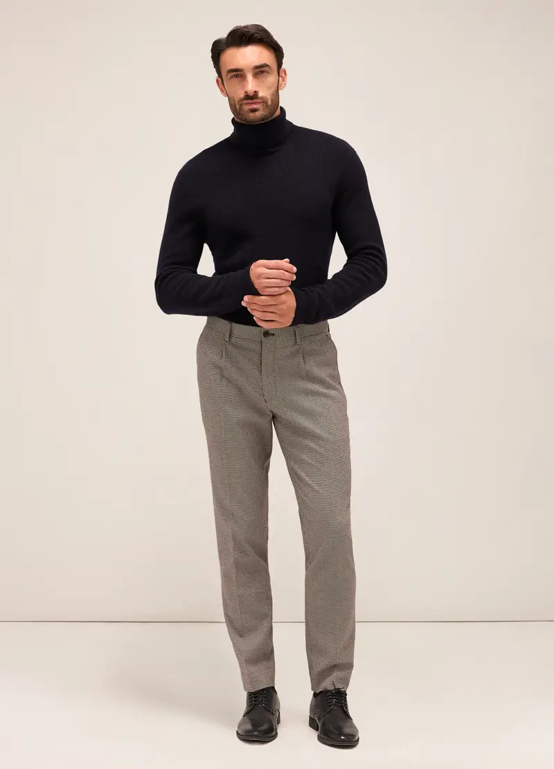 Pantalone Slim Fit In Tessuto Stretch Uomo, Bianco/Nero