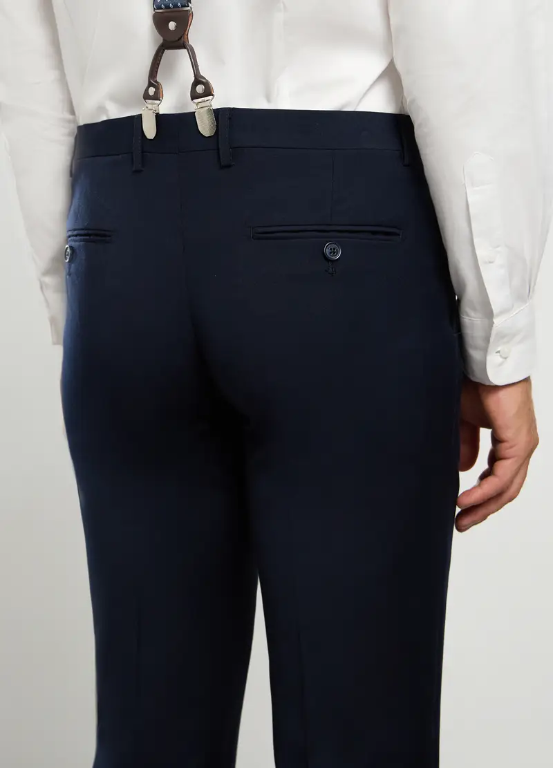 Pantalone Slim Fit In Tessuto Stretch Uomo, Blu scuro miniatura 3