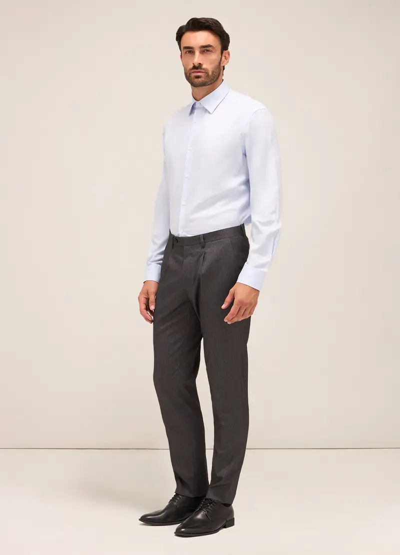 Pantalone Slim Fit In Tessuto Stretch Uomo, Grigio scuro