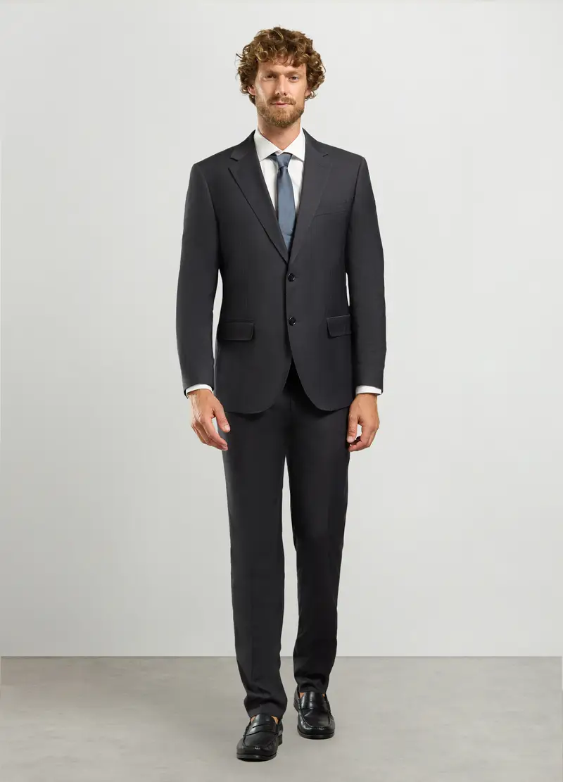 Pantalone Slim Fit In Tessuto Stretch Uomo, Grigio scuro melange