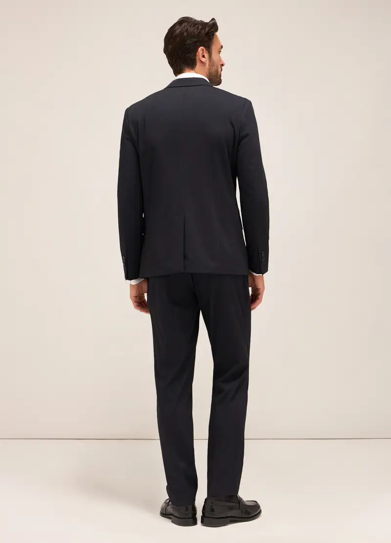 Pantalone Slim Fit In Tessuto Tecnico Stretch Uomo, Blu scuro miniatura 3