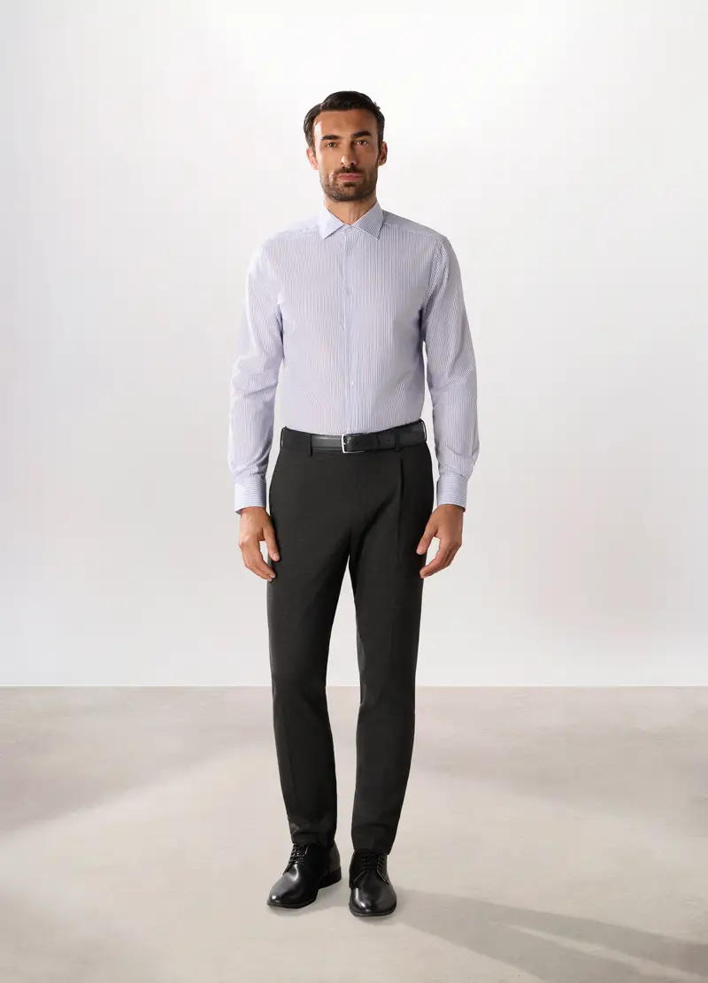 Pantalone Slim In Misto Mélange Uomo, Grigio melange