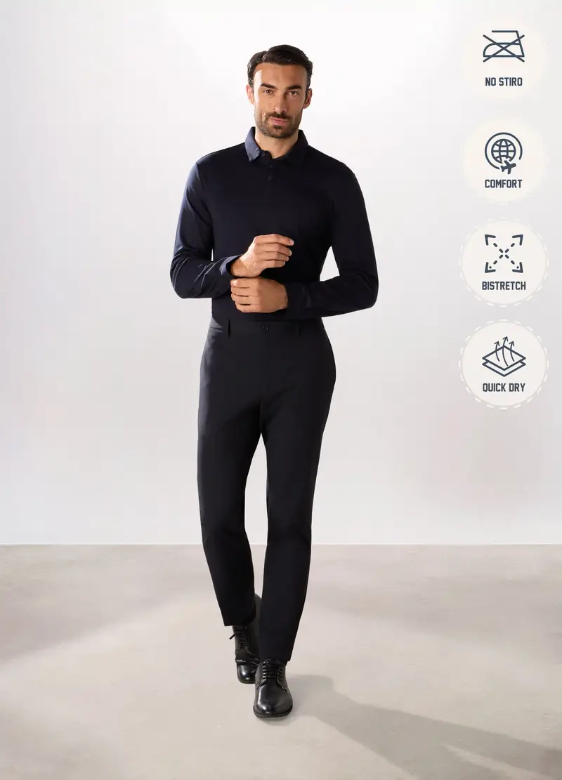 Pantalone Slim In Tessuto Stretch Uomo, Nero