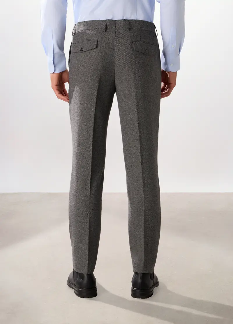 Pantalone Slim In Twill Misto Lana Uomo, Grigio scuro melange miniatura 2