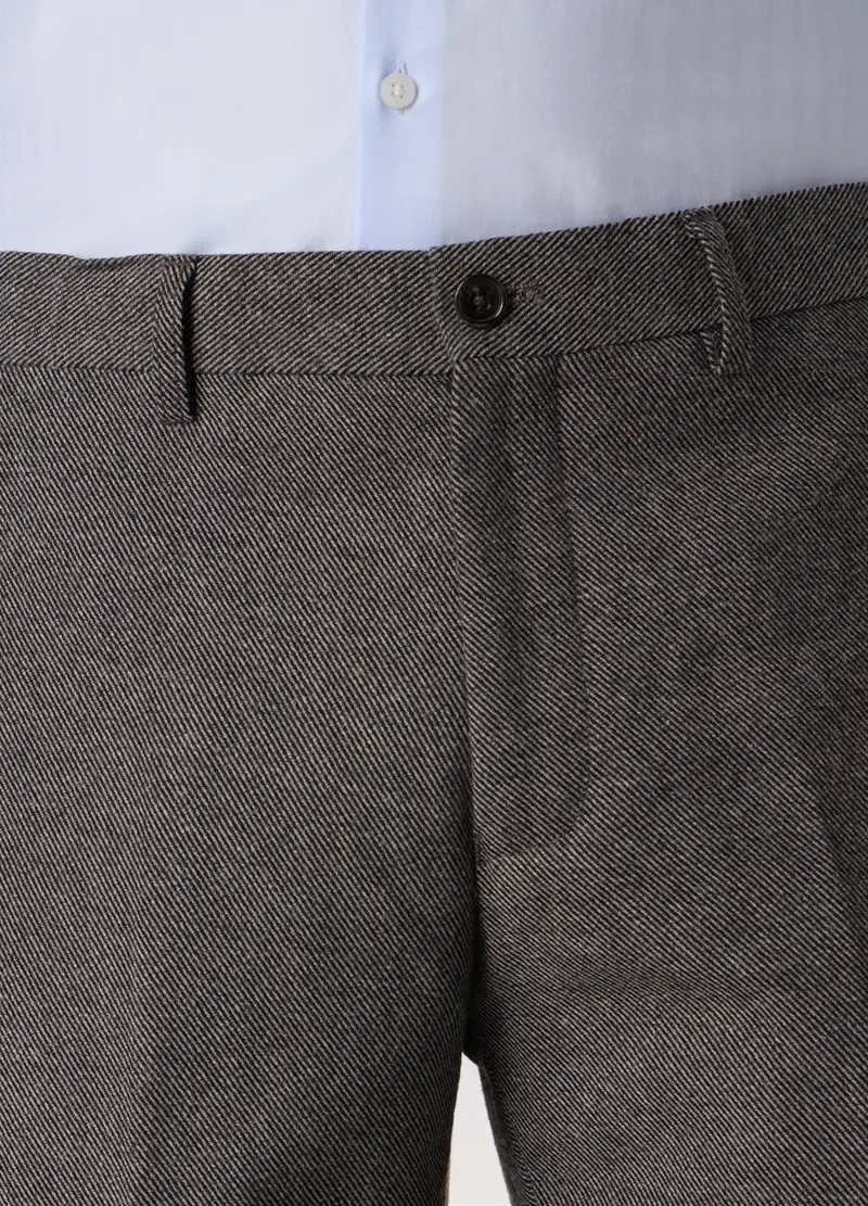 Pantalone Slim In Twill Misto Lana Uomo, Grigio scuro melange miniatura 3