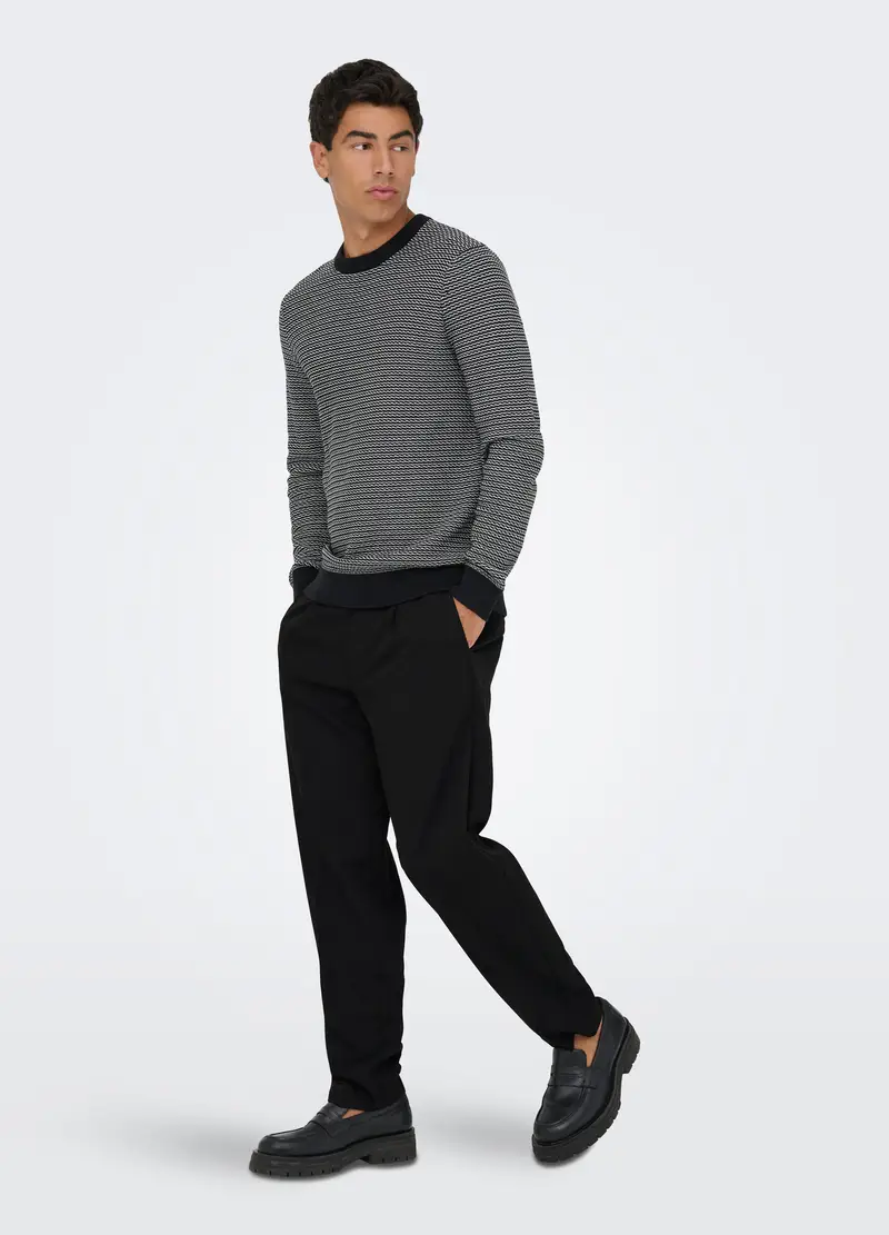 Pantalone Straight Fit Con Pince Uomo, Unisex, Nero miniatura 3