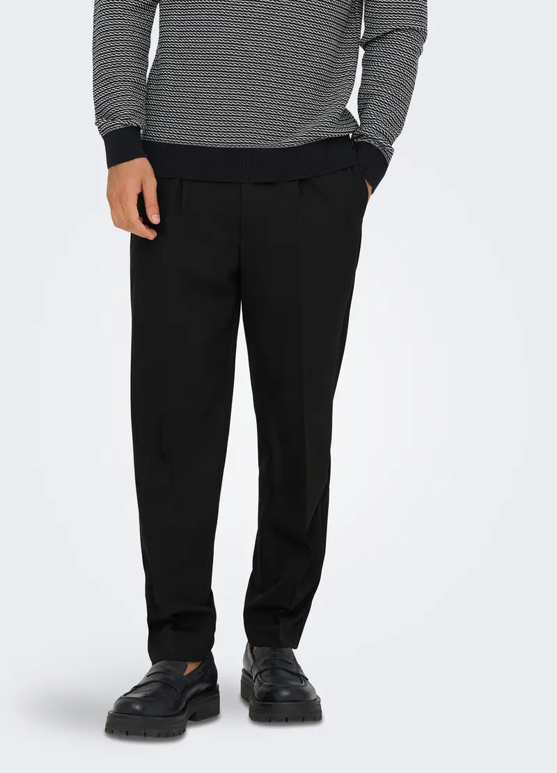 Pantalone Straight Fit Con Pince Uomo, Unisex, Nero