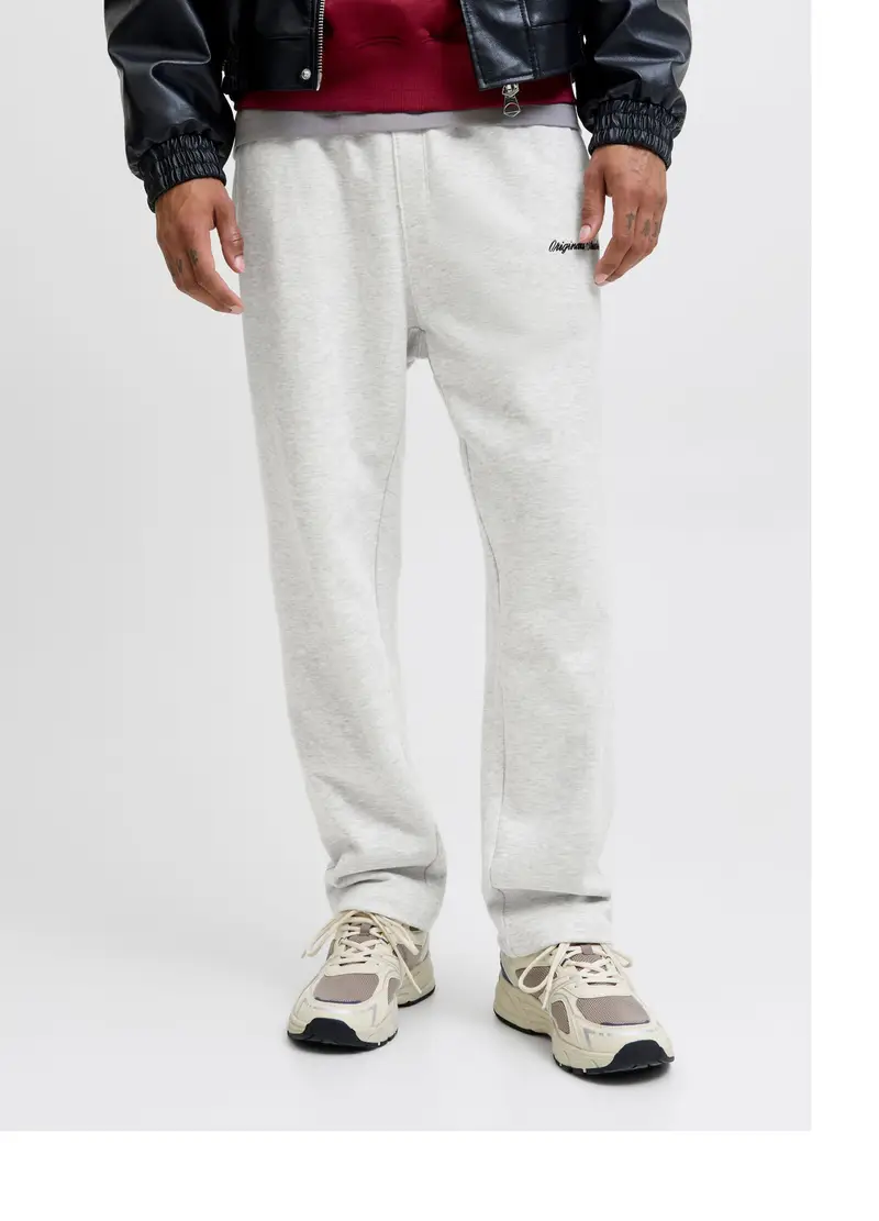 Pantalone Tuta In Cotone Uomo, Unisex, Grigio chiaro melange miniatura 2