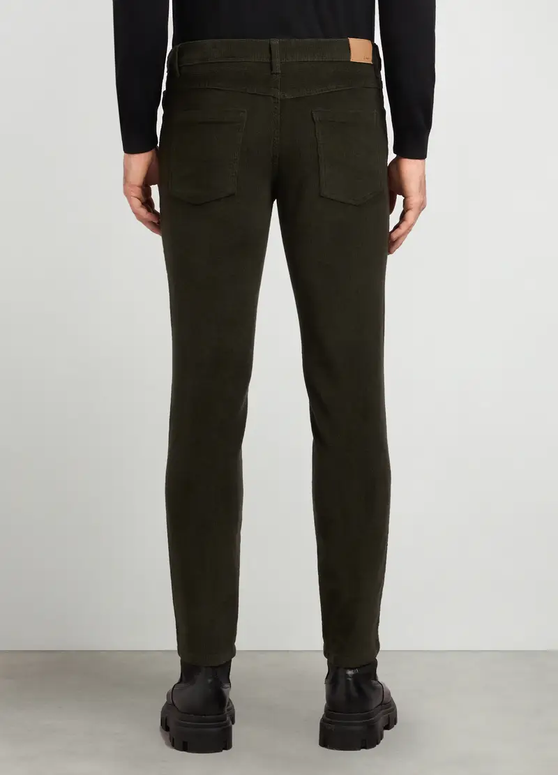 Pantaloni 5 Tasche Slim Fit In Velluto A Coste Uomo, Marrone fango miniatura 2