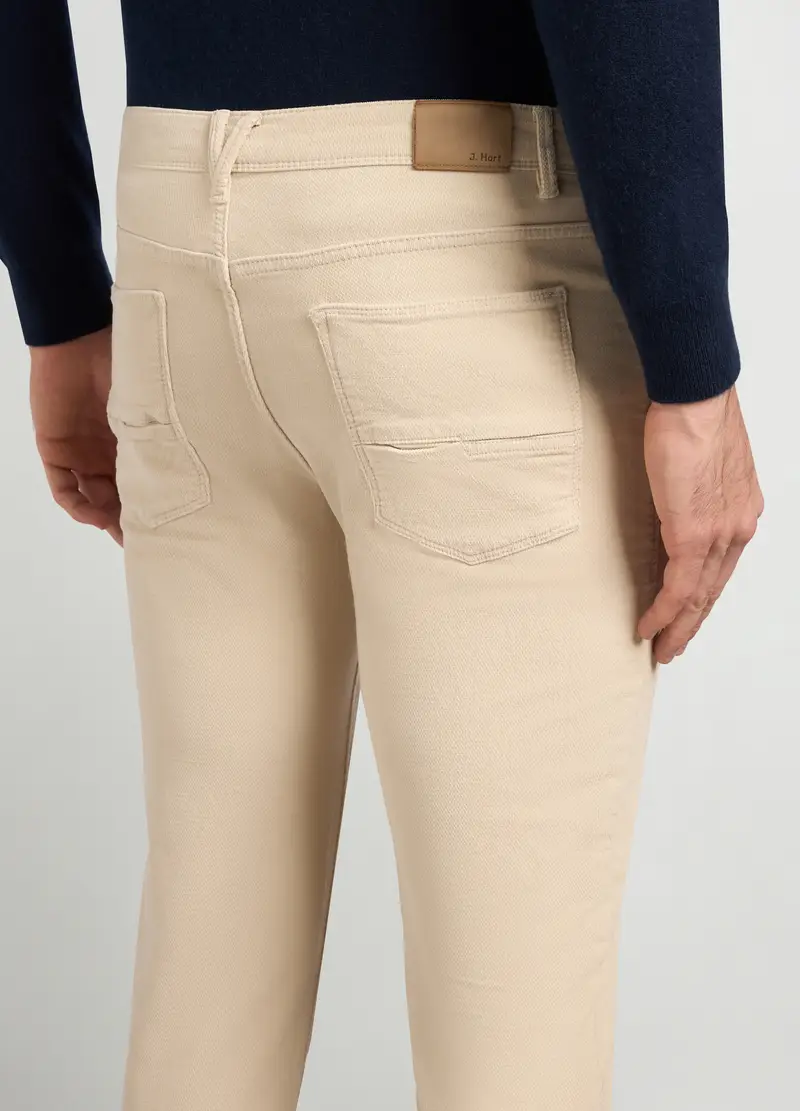 Pantaloni 5 Tasche Slim Fit In Velluto Di Cotone Stretch Uomo, Bianco avorio miniatura 3