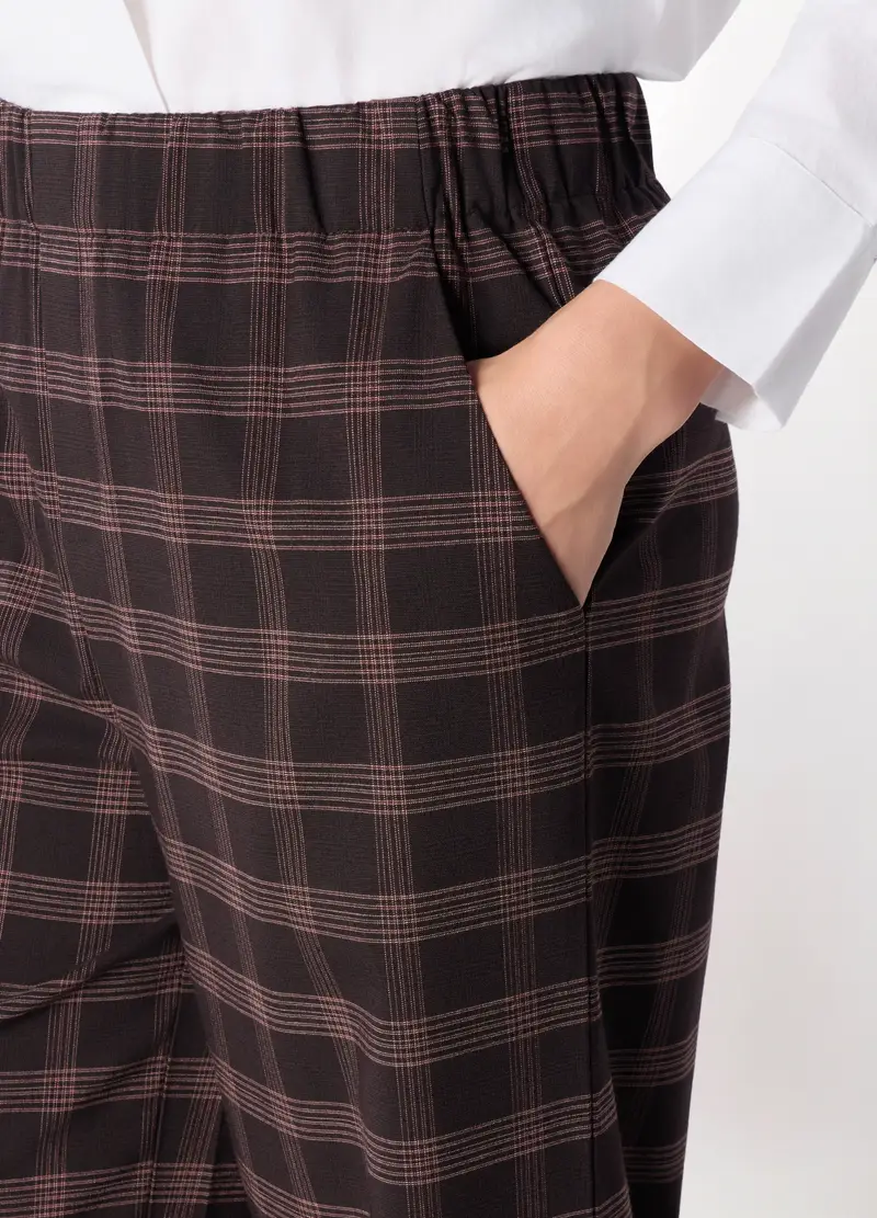 Pantaloni A Quadri Donna, Marrone chiaro miniatura 3