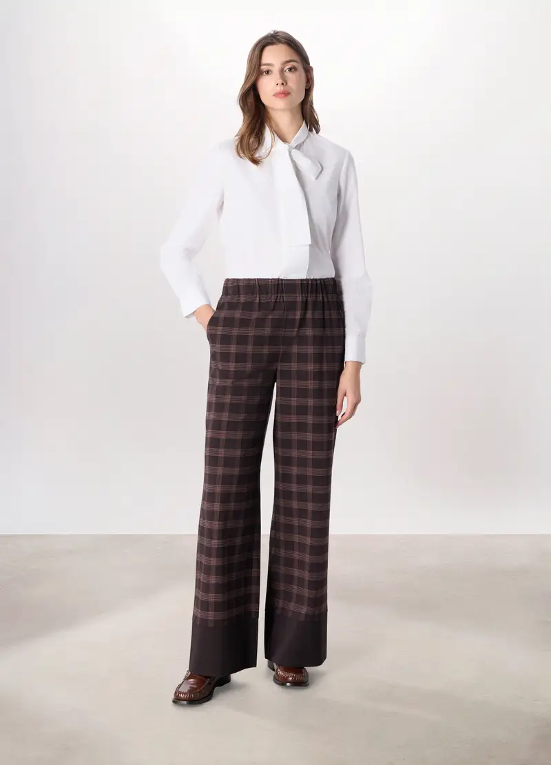 Pantaloni A Quadri Donna, Marrone chiaro