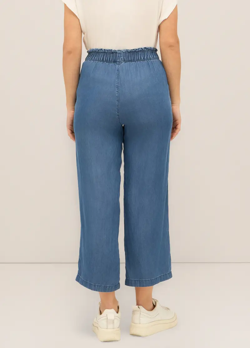 Upim, Pantaloni Capri Flare Fit In Pura Lyocell Donna, Blu denim, Taglia: 38 miniatura 2