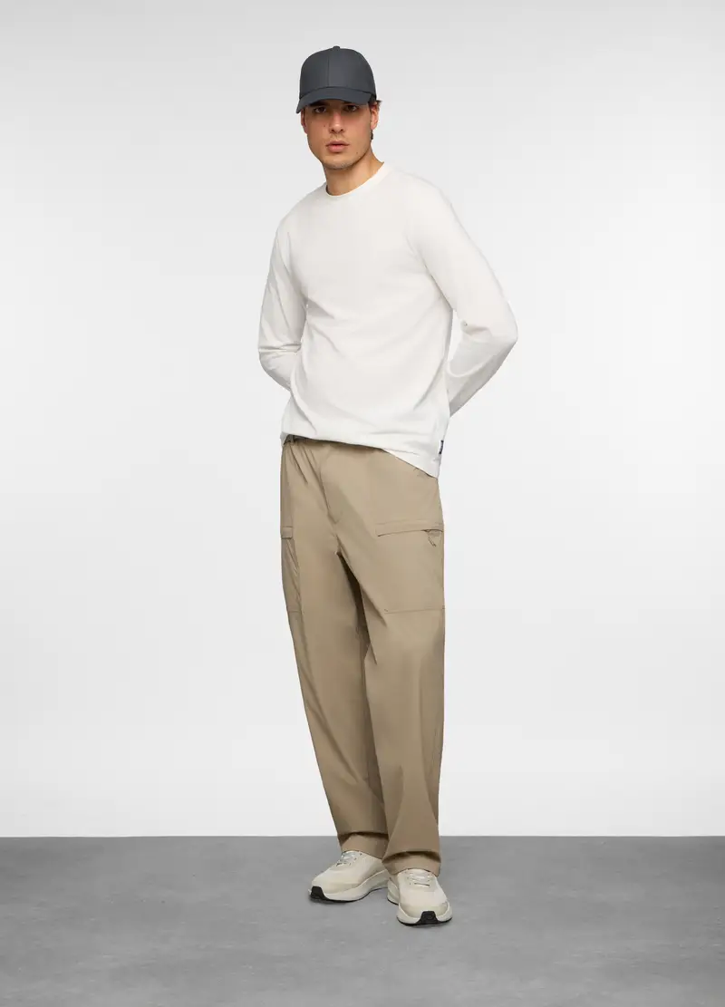 Pantaloni Cargo In Tessuto Tecnico Uomo, Unisex, Beige