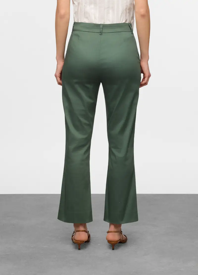 Pantaloni Chino Flare Fit Di Cotone Stretch Donna, Verde foglia miniatura 2