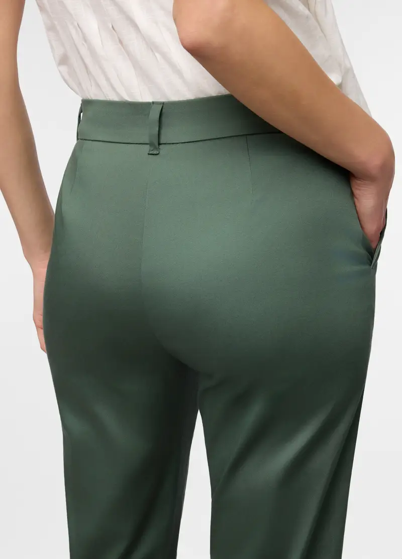 Pantaloni Chino Flare Fit Di Cotone Stretch Donna, Verde foglia miniatura 3