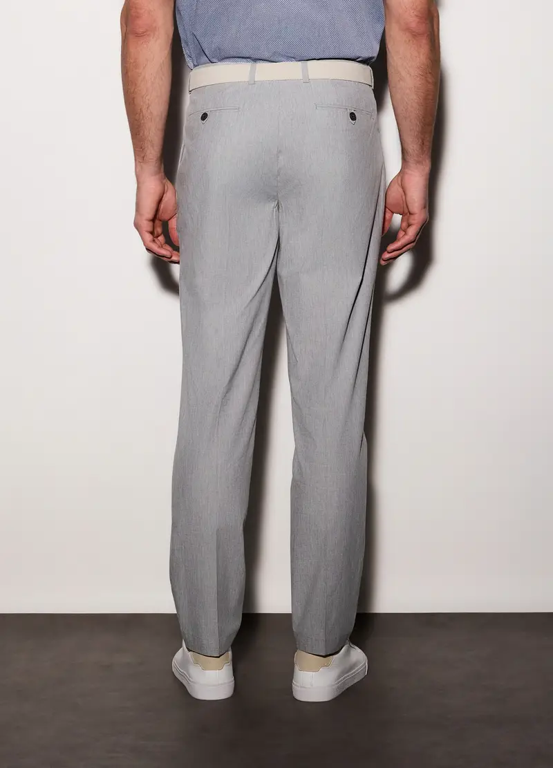 Pantaloni Chino In Cotone Stretch Uomo, Grigio chiaro melange miniatura 2