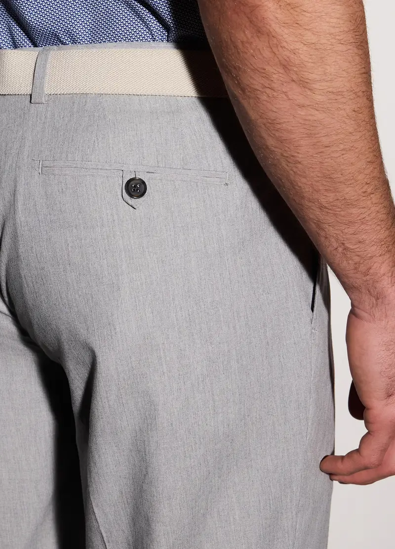 Pantaloni Chino In Cotone Stretch Uomo, Grigio chiaro melange miniatura 3
