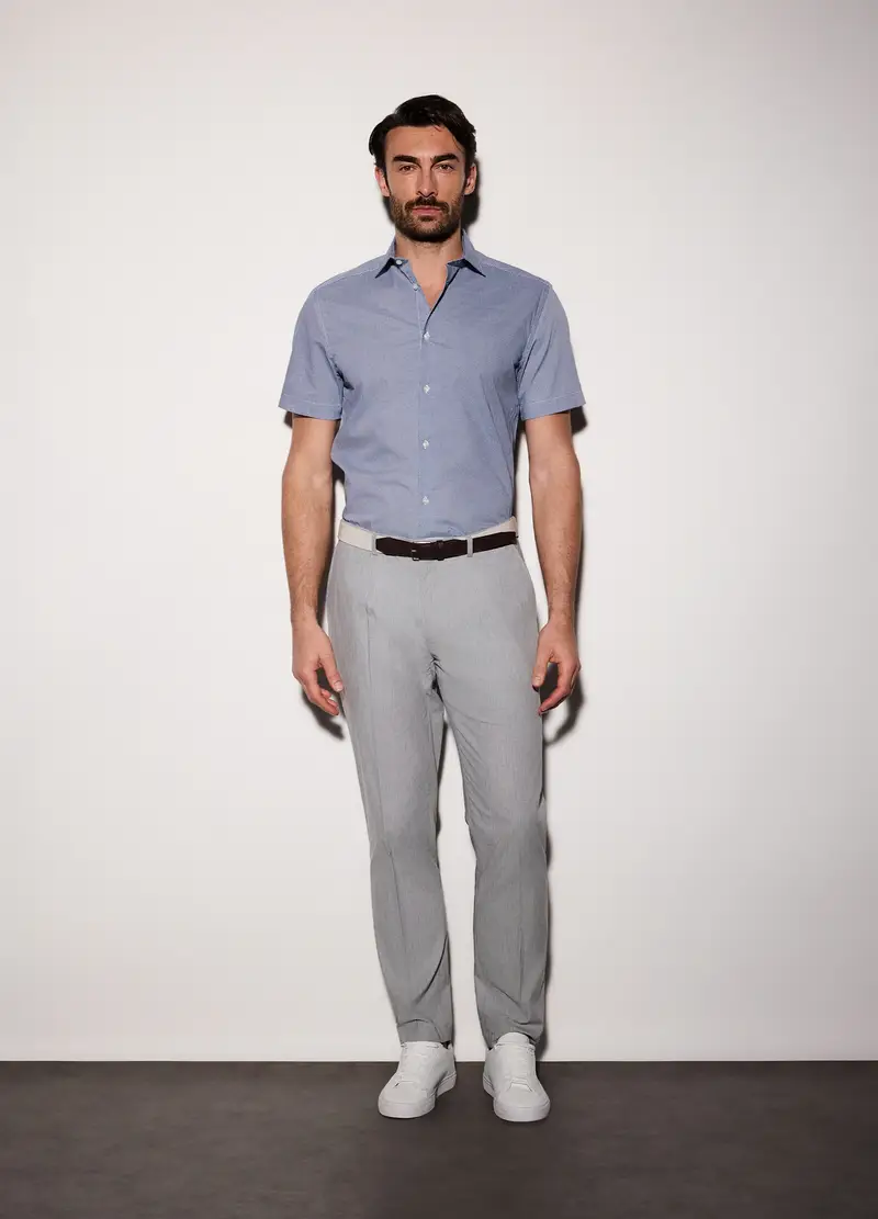 Pantaloni Chino In Cotone Stretch Uomo, Grigio chiaro melange
