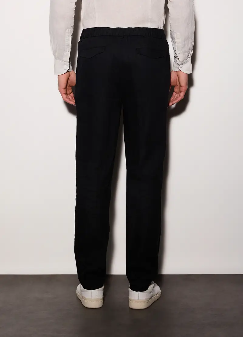 Pantaloni Chino In Puro Lino Uomo, Nero miniatura 2
