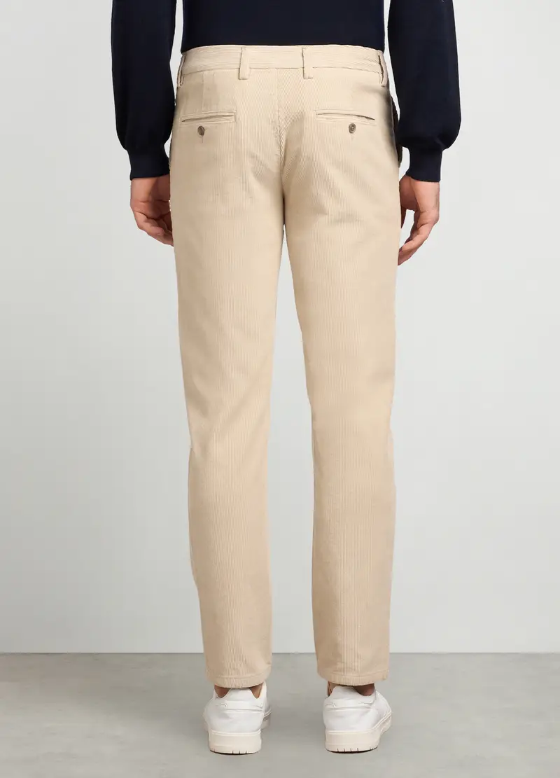 Pantaloni Chino Regular Fit In Velluto A Coste Uomo, Crema miniatura 2